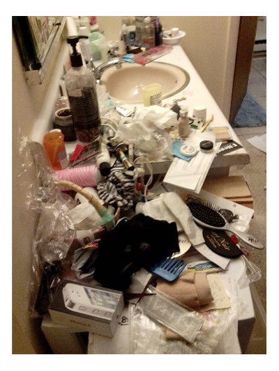 cluttered sink
