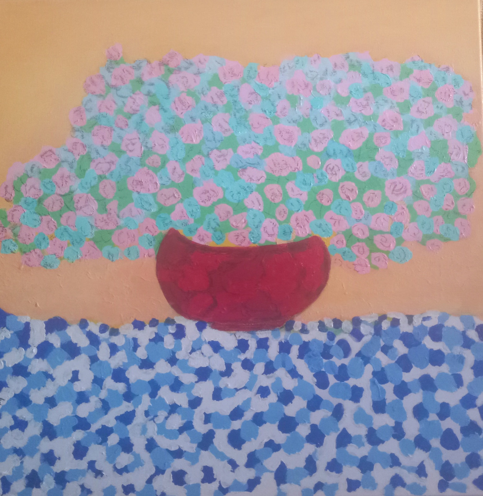 Flowers in a Red Vase